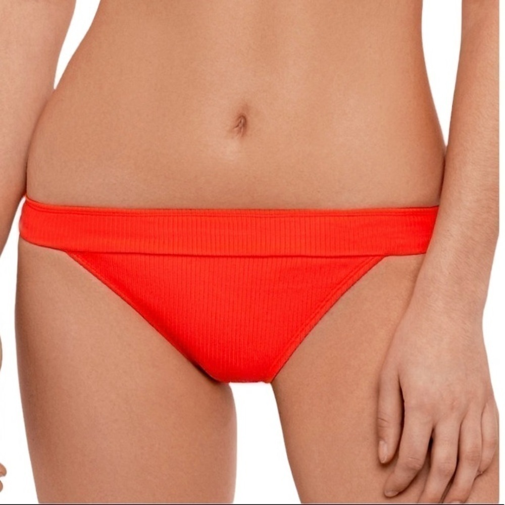 SO Junior's Banded Hipster Swim Bottom Bright Red Orange Multiple Sizes